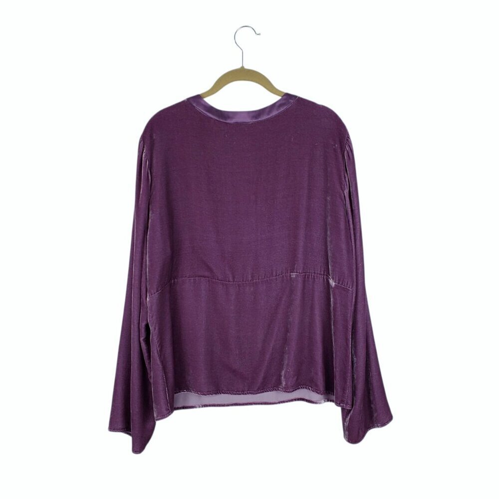J Jill Purple Velvet Surplice Empire Top L Romantic Renaissance Vintage Blouse - Picture 3 of 11